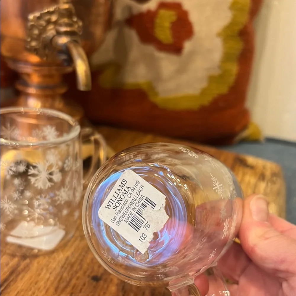 NWT Williams Sonoma double walled winter snowflake espresso cups